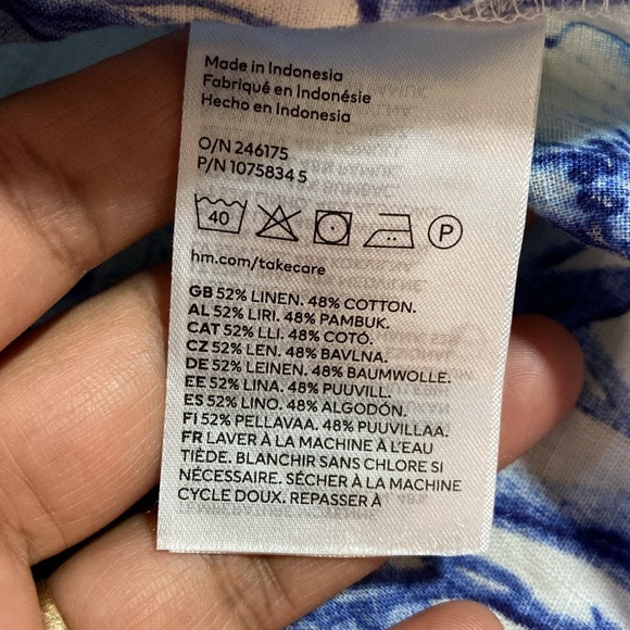 H&M Linen Blend floral Cropped Long Sleeve Blouse size Medium - Picture 11 of 12